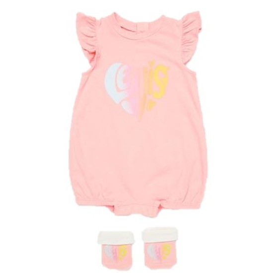 Levi's heart romper and bootie set pink 