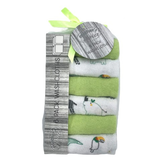 MOTHERS CHOICE 6PK FACECLOTH SET ANIMALS