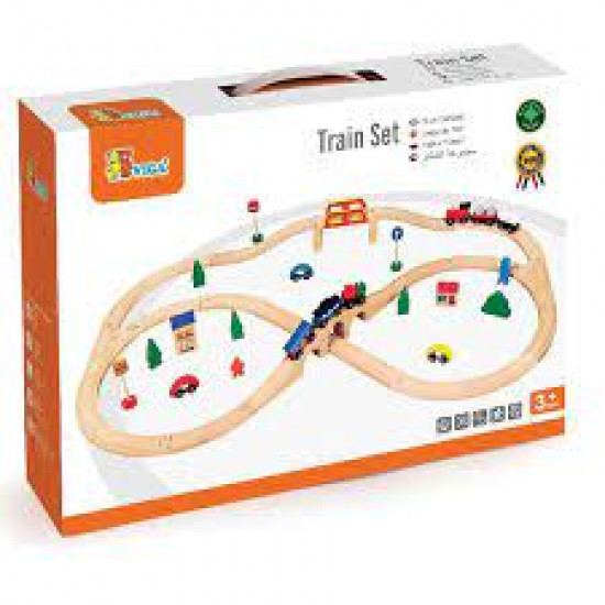 Viga Wooden Train Set with accessories 
