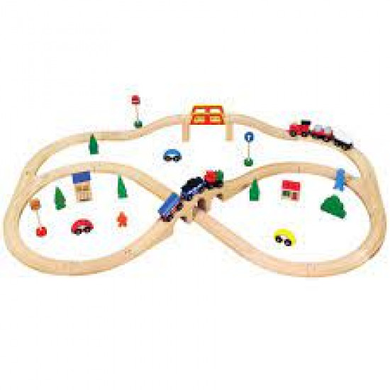 Viga Wooden Train Set with accessories 